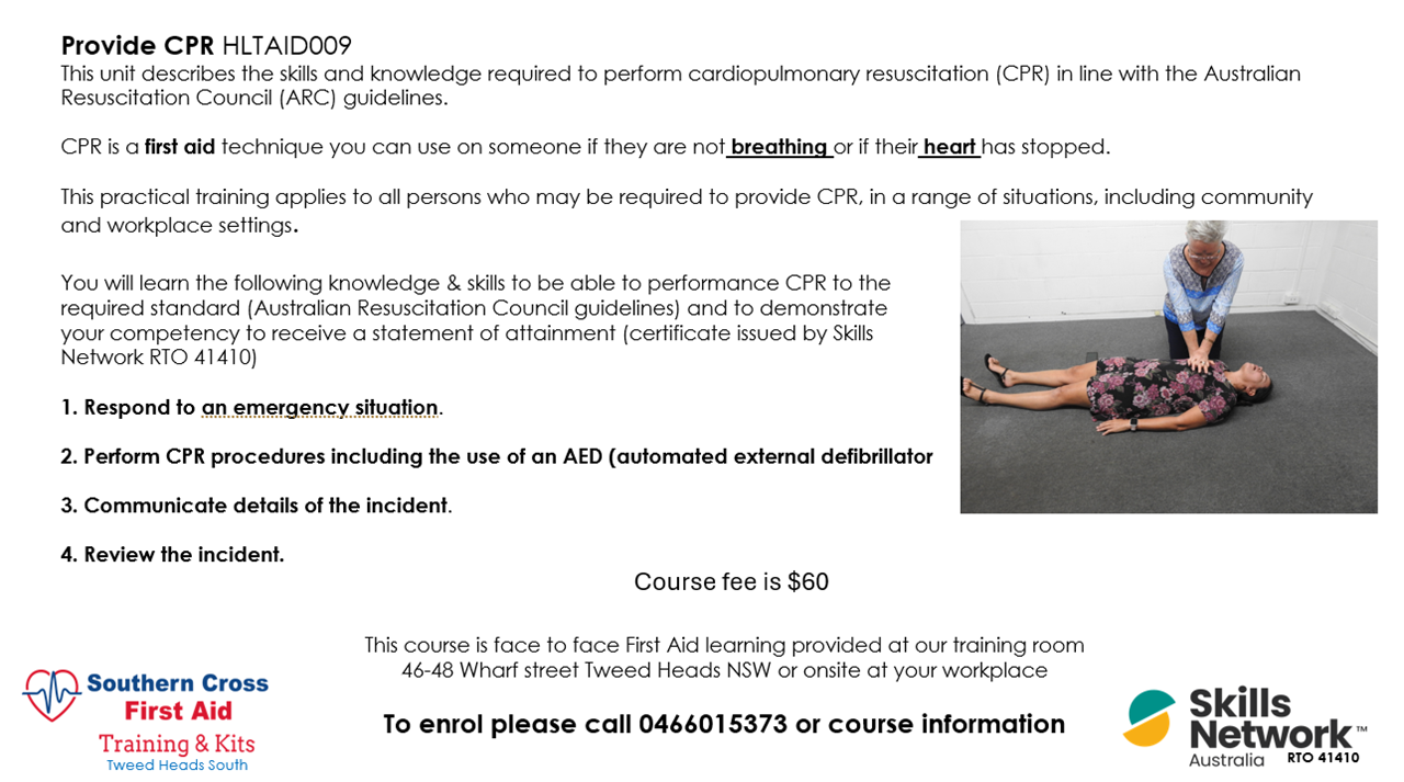 Provide CPR First Aid Course